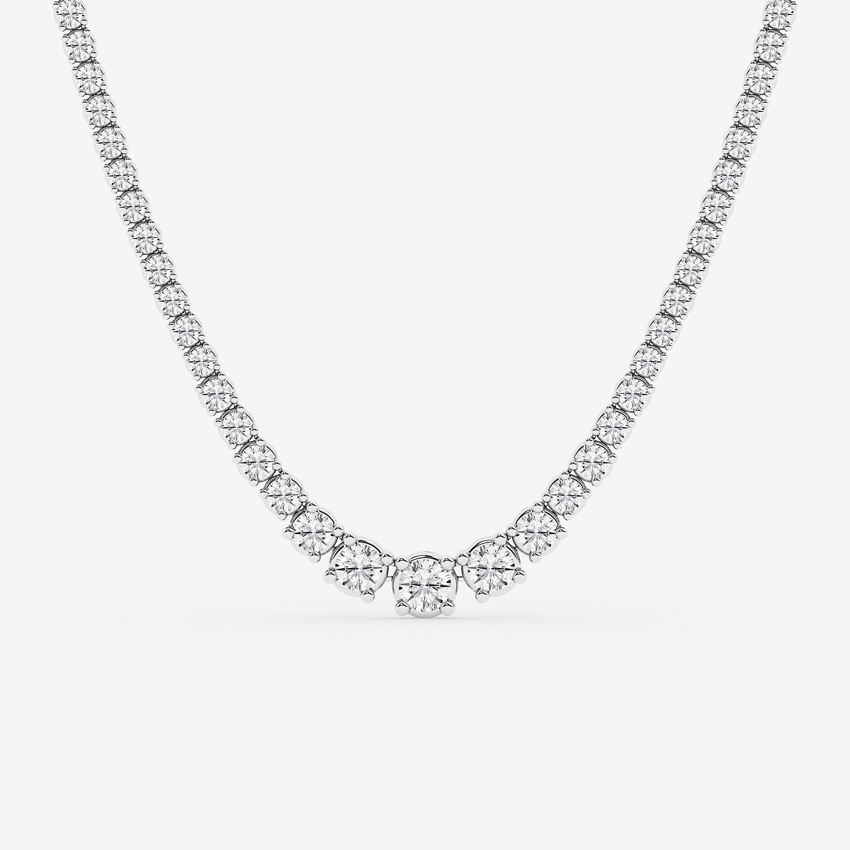 15 ctw Round Lab Grown Diamond Four Prong Graduated Tennis Necklace